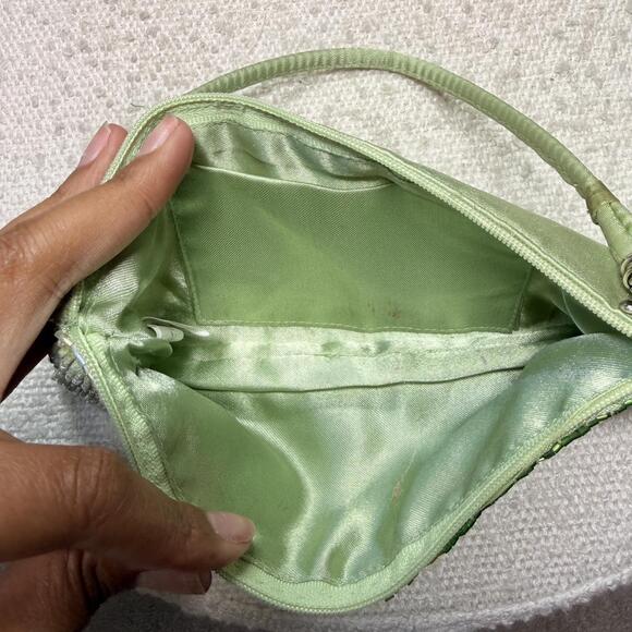 Green And Pink Beaded Shoulder Bag Clutch Monogram M - Picture 3 of 6